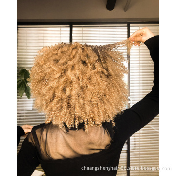 Wholesale natural black brown blonde 12colors glueless high temperature african for black women short hair curly synthetic wig